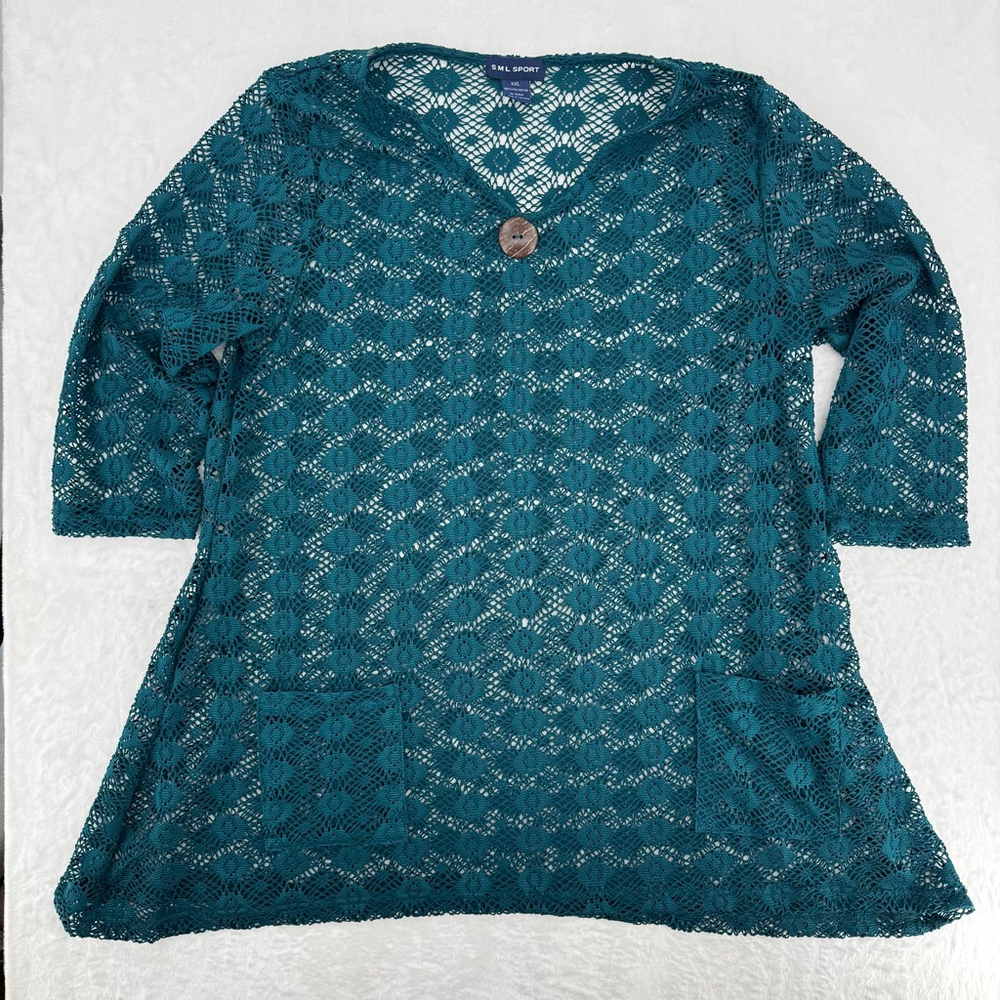 Dark Green Crochet Swimsuit Coverup Beach Vacation Cruise Wear Women's Size XXL